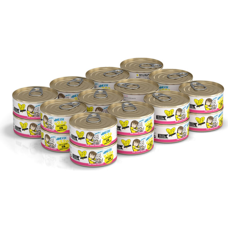 B.F.F. Best Feline Friend Originals Minced! Canned Cat Food, Tuna & Chicken 4Eva, 5.5-oz image number null