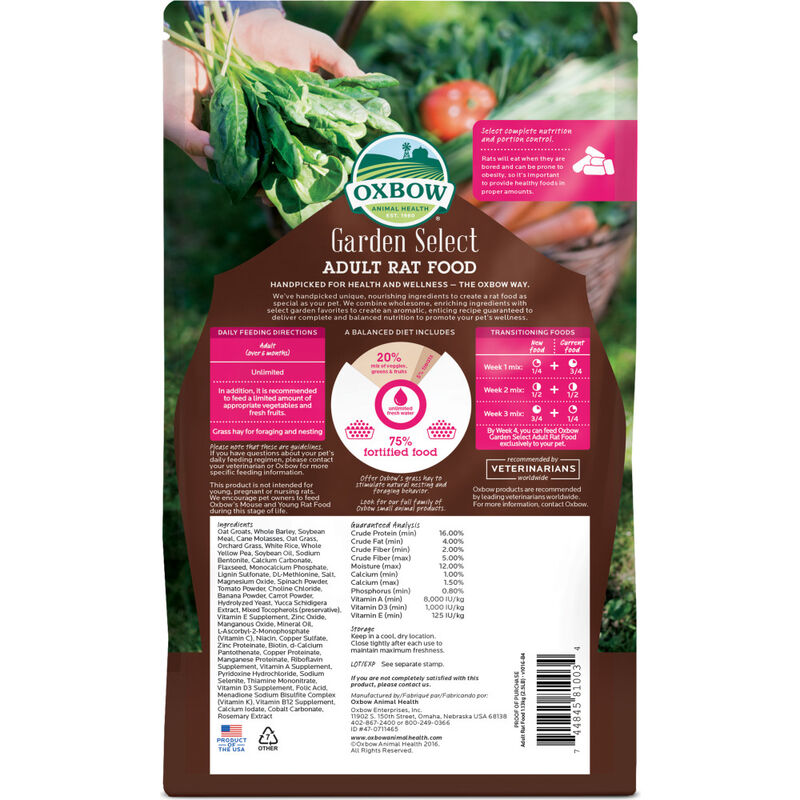 Oxbow Garden Select Adult Rat Food, 2.5-lb image number null