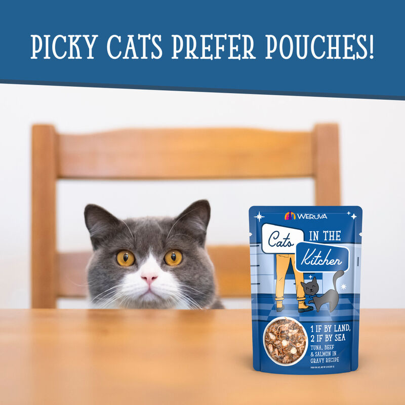 Cats in the Kitchen Originals Wet Cat Food, 1 if By Land 2 is By Sea, Tuna Beef & Salmon, 3-oz image number null