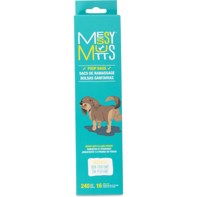 Messy Mutts Advanced Biorecycle Poop Bag Rolls, Teal, 16 Rolls, 240-count image number null
