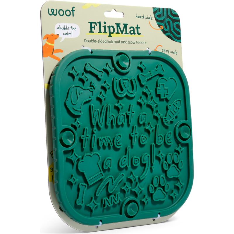 Woof Dog Feeding Mat, Flipmat, Green image number null