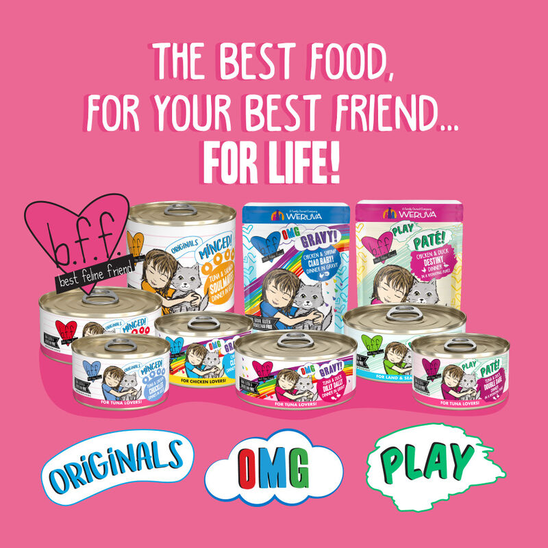 B.F.F. Best Feline Friend Originals Minced! Canned Cat Food, Tuna & Chicken 4Eva, 10-oz image number null