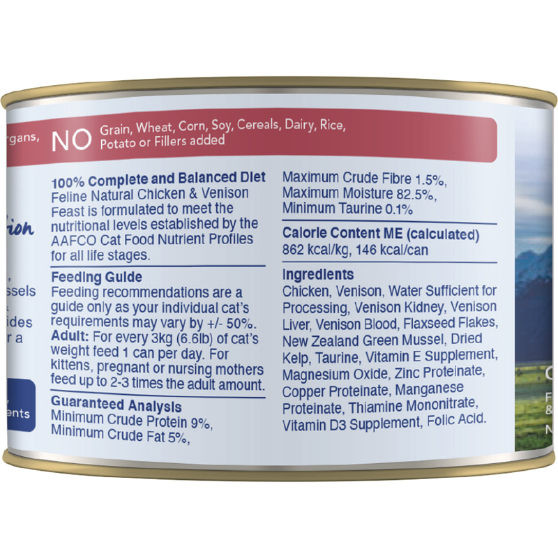 Feline Natural Canned Cat Food, Chicken & Venison, 6-oz image number null
