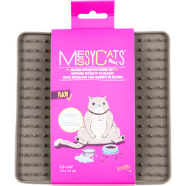 Messy Cats Silicone Reversible Interactive Feeding & Licking Cat Food Mat, Grey, 5.5-in x 5.5-in
