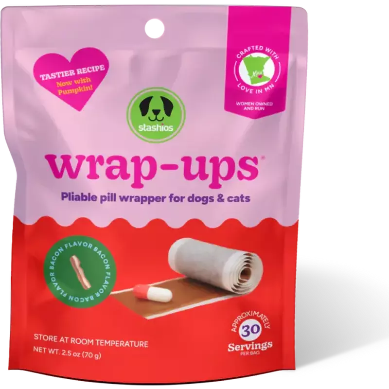 Stashios Wrap-Ups Pill-Hiding Dog & Cat Treats, Bacon image number null