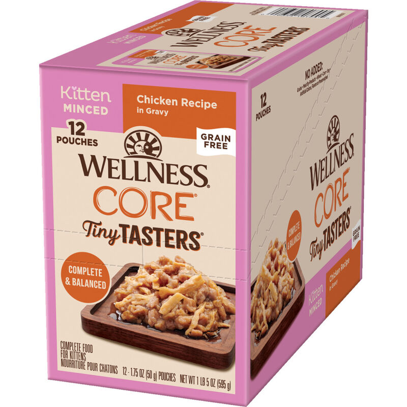 Wellness Core Tiny Tasters Wet Cat Food, Minced, Kitten, Chicken image number null