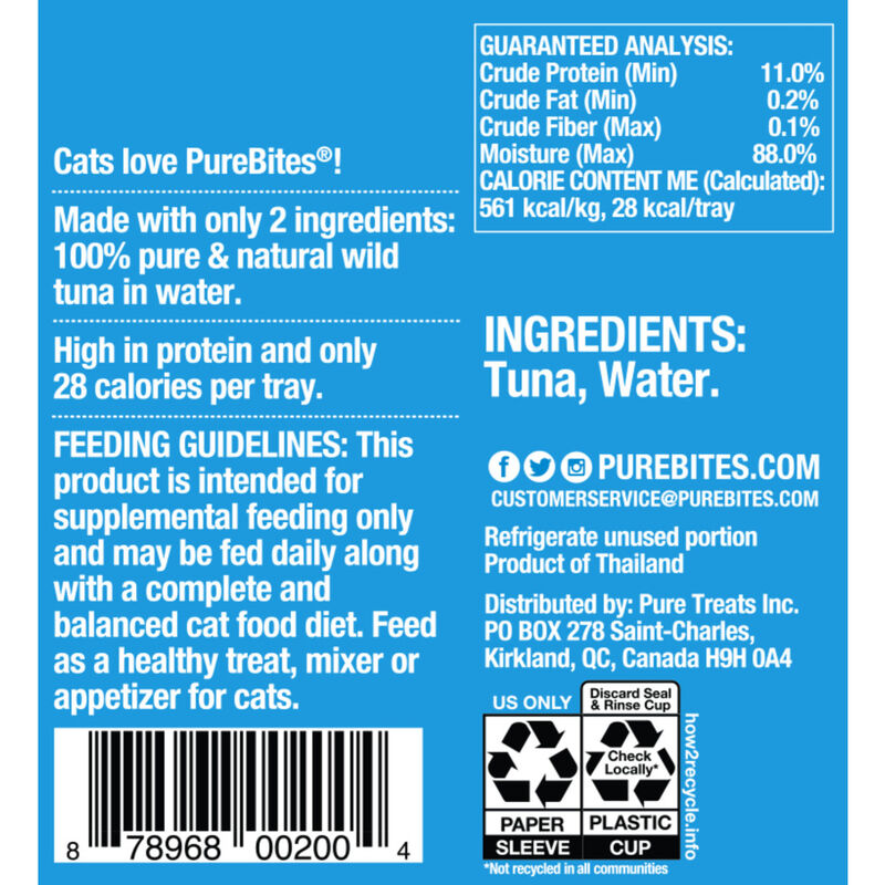 PureBites Mixers 100% Wild Tuna in Water Grain-Free Cat Food Trays, 1.76-oz