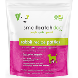 Small Batch Raw Frozen Dog Food, Patties, Rabbit, 6-lb