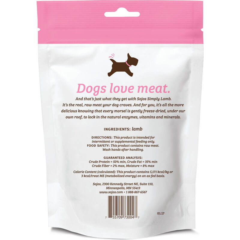 Sojos Simply Lamb Freeze-Dried Dog Treats, 4-oz bag