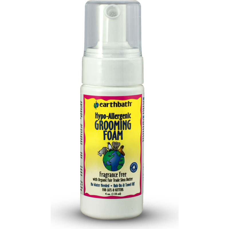 Earthbath Waterless Grooming Foam for Cats & Kittens, Hypoallergenic & Fragrance Free, 4-oz image number null