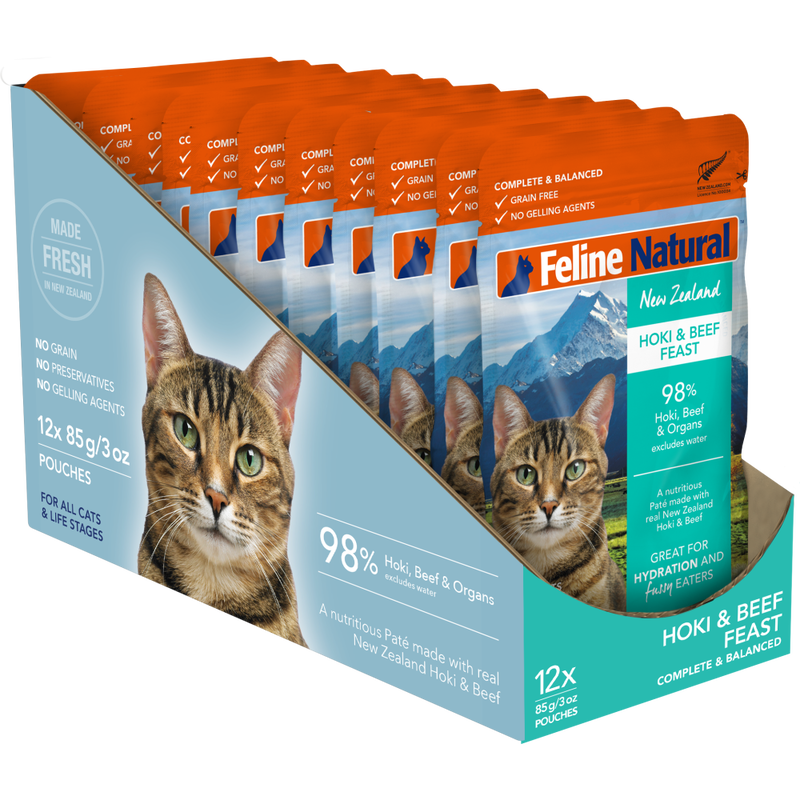 Feline Natural Wet Cat Food, Hoki & Beef, 3-oz image number null