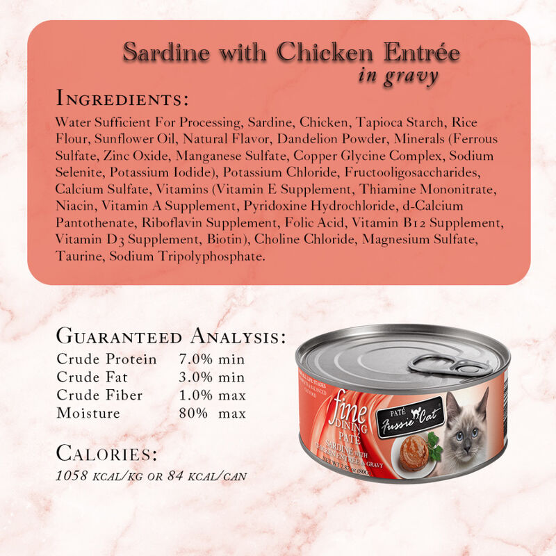 Fussie Cat Fine Dining Pate Canned Cat Food, Sardine & Chicken, 2.82-oz image number null