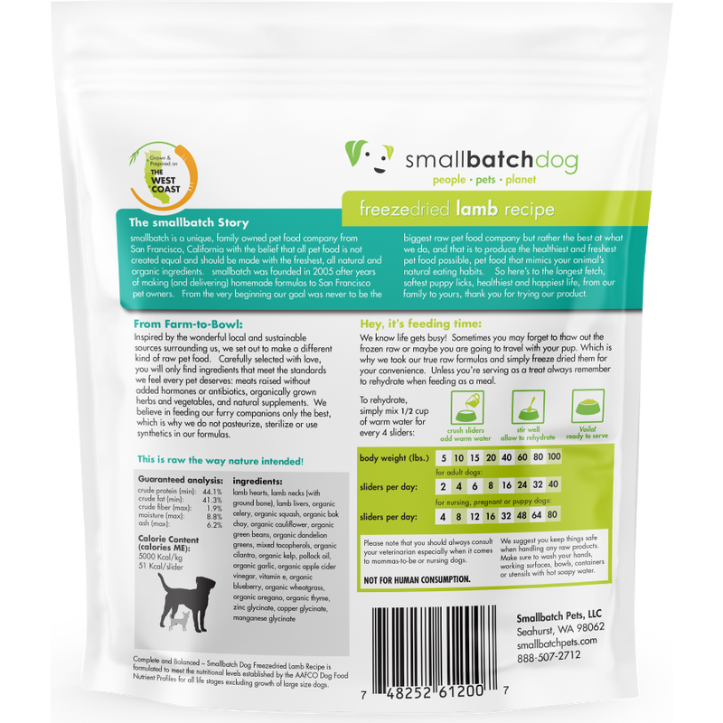 Small Batch Freeze-Dried Dog Food, Sliders, Lamb, 14-oz image number null