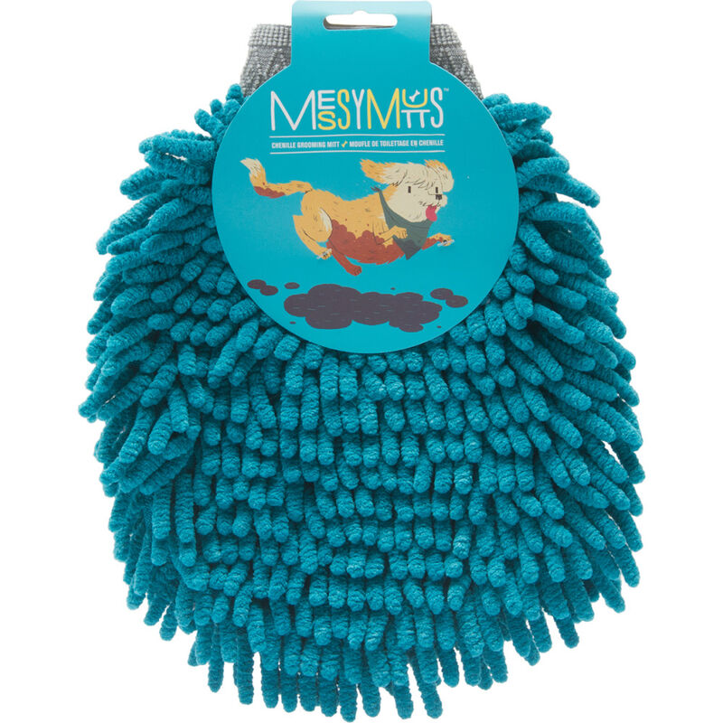 Messy Mutts Microfiber Pet Grooming Mitt, Blue image number null