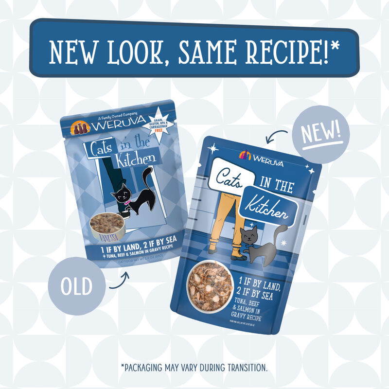 Cats in the Kitchen Originals Wet Cat Food, 1 if By Land 2 is By Sea, Tuna Beef & Salmon, 3-oz image number null