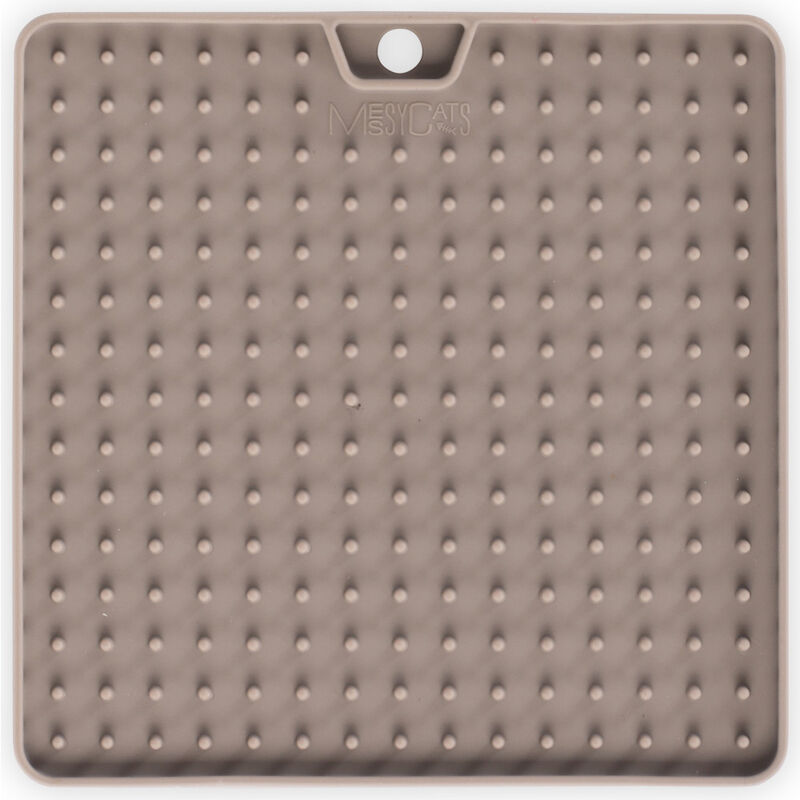 Messy Cats Silicone Reversible Interactive Feeding & Licking Cat Food Mat, Grey, 5.5-in x 5.5-in image number null