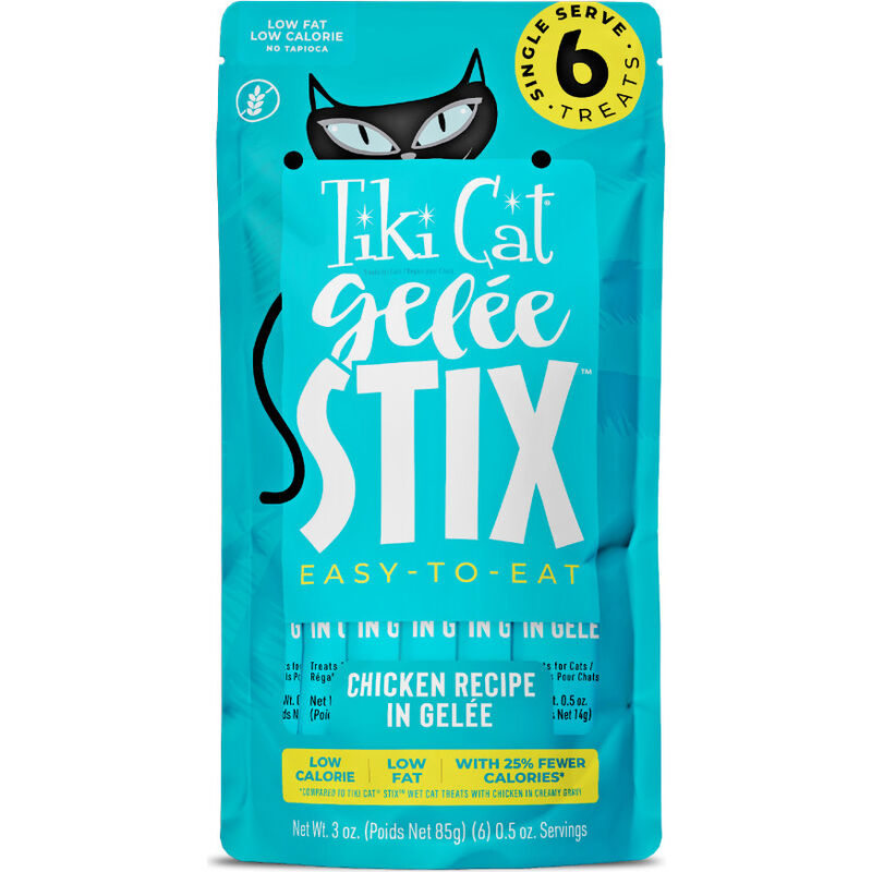 Tiki Cat Gelee Stix Lickable Cat Treats, Chicken, 0.5-oz, 6-pack image number null