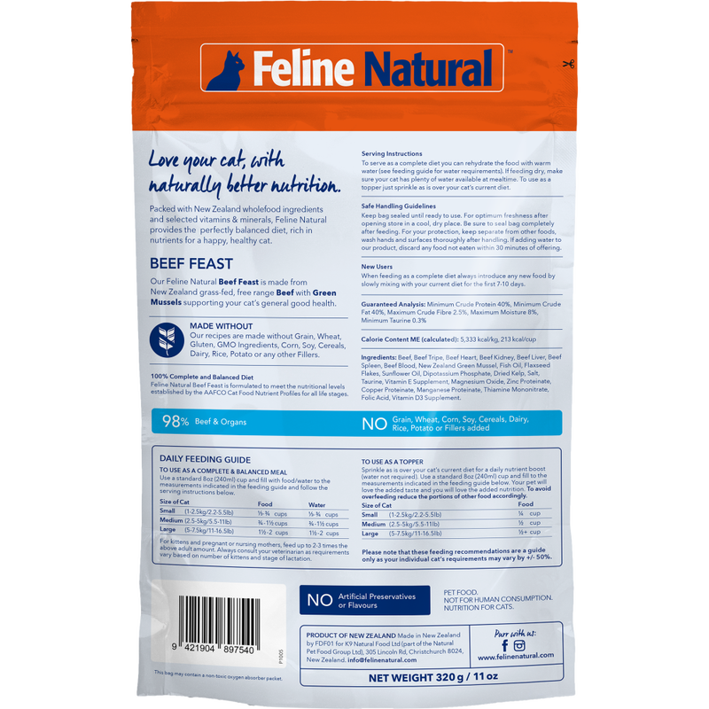 Feline Natural Freeze-Dried Cat Food, Beef, 11-oz image number null