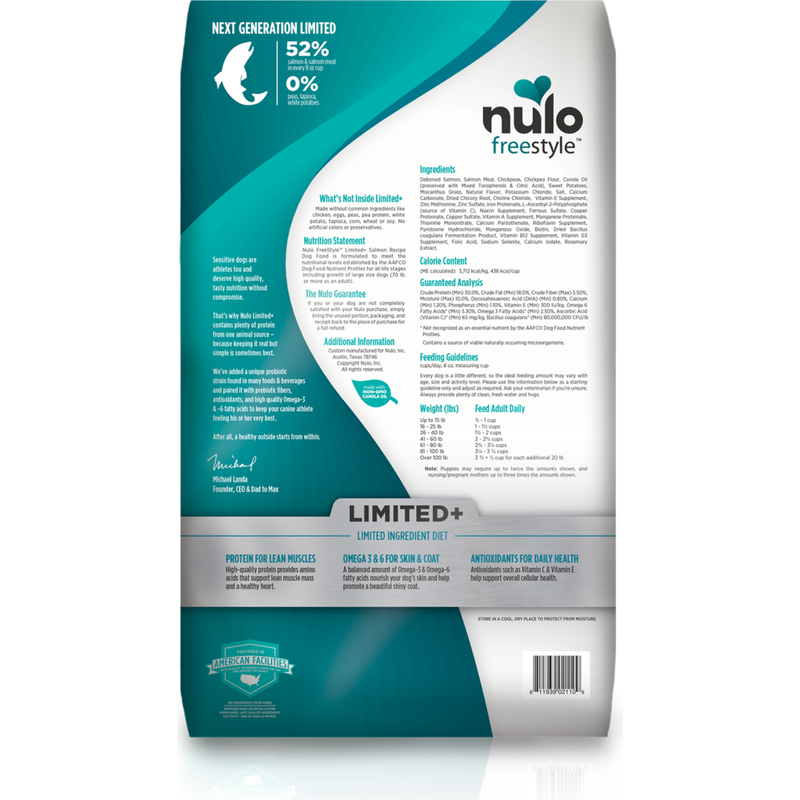 Nulo Freestyle Limited+ Grain-Free Dry Dog Food, Puppy & Adult, Salmon image number null