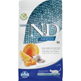 Farmina N&D Ocean Dry Cat Food, Herring Pumpkin & Orange, Adult, 3.3-lb