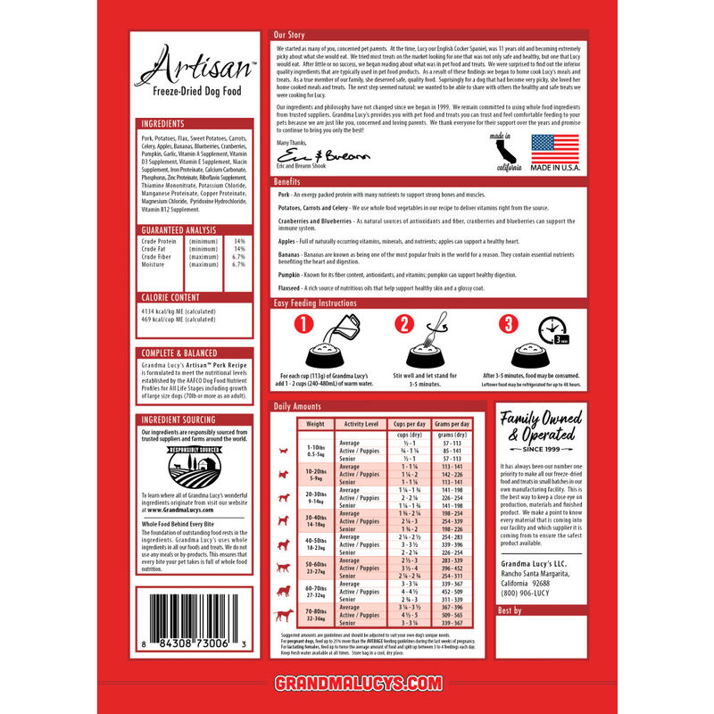 Grandma Lucy's Artisan Freeze-Dried Dog Food, Pork image number null
