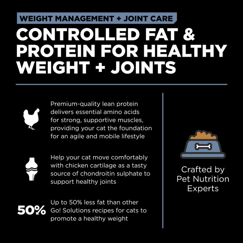 Go! Solutions Weight Management + Joint Care Grain-Free Dry Cat Food, Chicken image number null