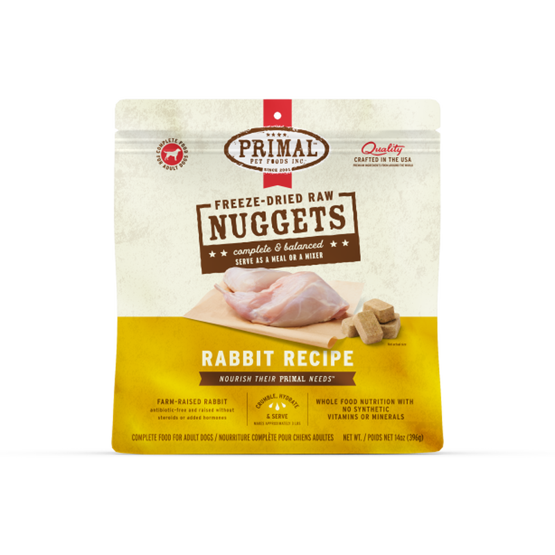 Primal Raw Freeze-Dried Dog Food, Nuggets, Rabbit, 14-oz image number null