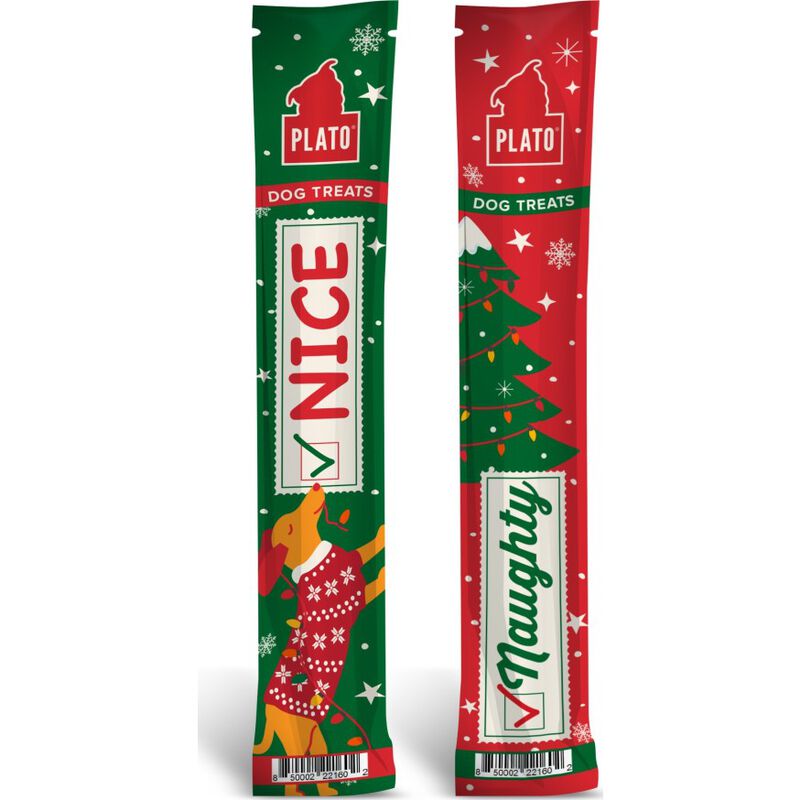 Plato Holiday Naughty or Nice Thinkers Real Sticks Dog Treats, Duck, Single image number null