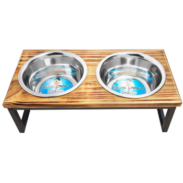 Indipets Luxe Craft Metal & Wood Pet Bowl
