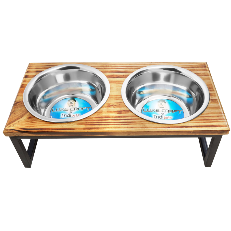 Indipets Luxe Craft Metal & Wood Pet Bowl image number null