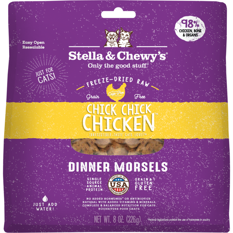 Stella & Chewy's Dinner Morsels Raw Freeze-Dried Cat Food, Chick Chick Chicken, 8-oz image number null