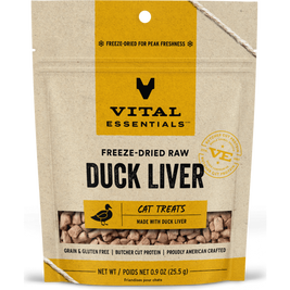 Vital Essentials Raw Freeze-Dried Cat Treats, Duck Liver, 0.9-oz