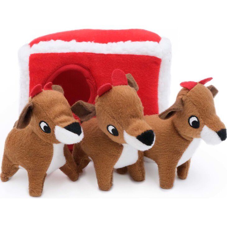 ZippyPaws Holiday Burrow Reindeer Pen Dog Toy