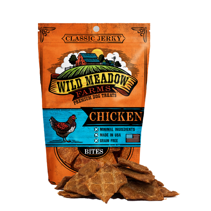 Wild Meadow Farms Classic Jerky Bites Dog Treats, Chicken, 3.5-oz image number null