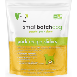 Small Batch Raw Frozen Dog Food, Sliders, Pork, 3-lb