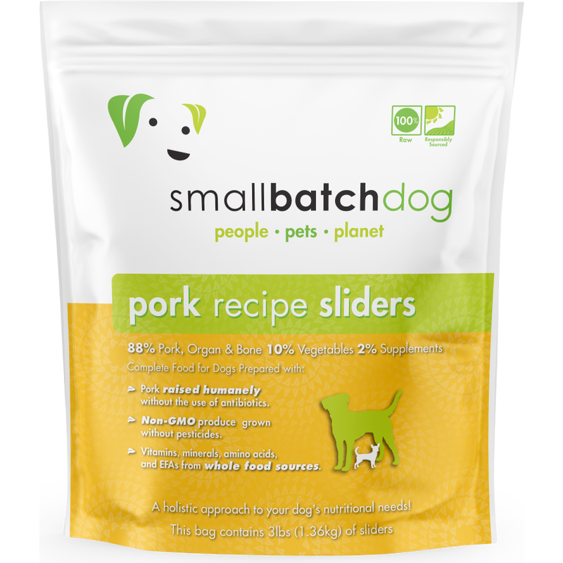 Small Batch Raw Frozen Dog Food, Sliders, Pork, 3-lb image number null