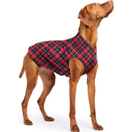 Gold Paw Stretch Fleece Dog Coat, Red Plaid