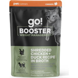 Go! Solutions Booster Wet Cat Food Topper, Weight Management, Shredded Chicken Duck & Broth