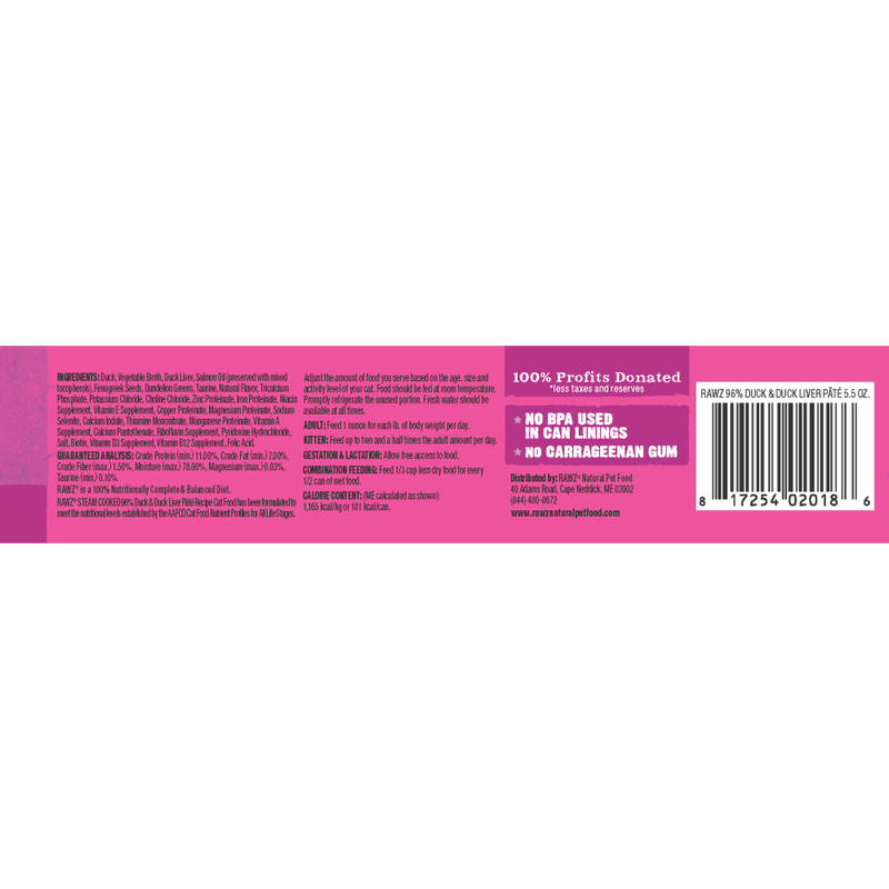 Rawz 96% Pate Canned Cat Food, Duck & Duck Liver, 5.5-oz image number null