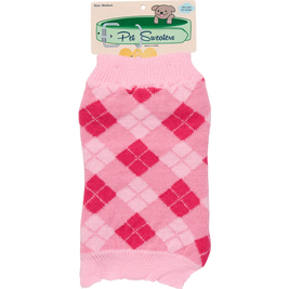 Big Stretch Pet Supply Dog Sweater, Pink Argyle