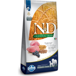 Farmina N&D Ancestral Grain Dry Dog Food, Lamb & Blueberry, Adult, Medium & Maxi