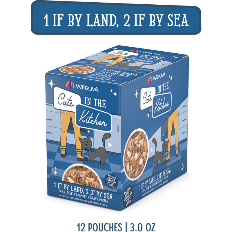 Cats in the Kitchen Originals Wet Cat Food, 1 if By Land 2 is By Sea, Tuna Beef & Salmon, 3-oz image number null