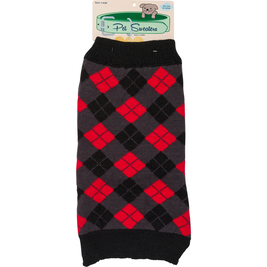 Big Stretch Pet Supply Dog Sweater, Black/Red Argyle