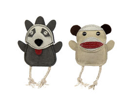 HuggleHounds Wee Buddies Naturals Dog Toys, Stuey Sock Monkey & Reggie Raccoon, 2-pack