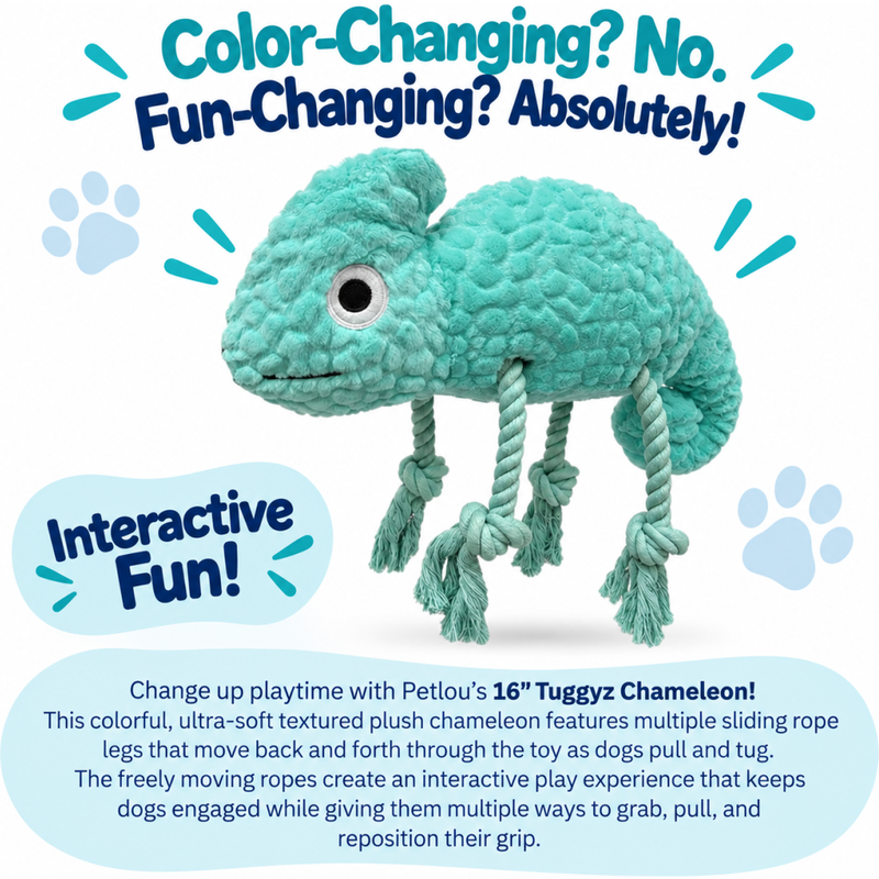PetLou Plush Dog Toy, Tuggyz Chameleon, 16-in image number null