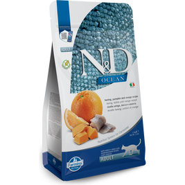 Farmina N&D Ocean Dry Cat Food, Herring Pumpkin & Orange, Adult, 3.3-lb