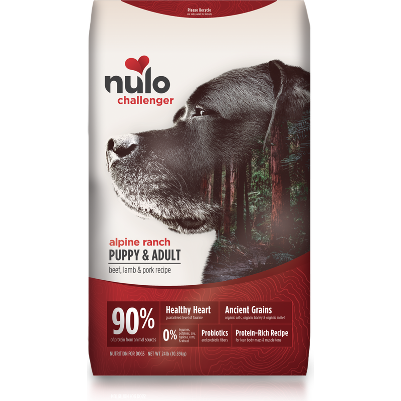 Mud Bay Buy Nulo Challenger Dry Dog Food Puppy Adult Alpine Ranch Beef Lamb Pork 24 lb for USD 102.99 MudBay
