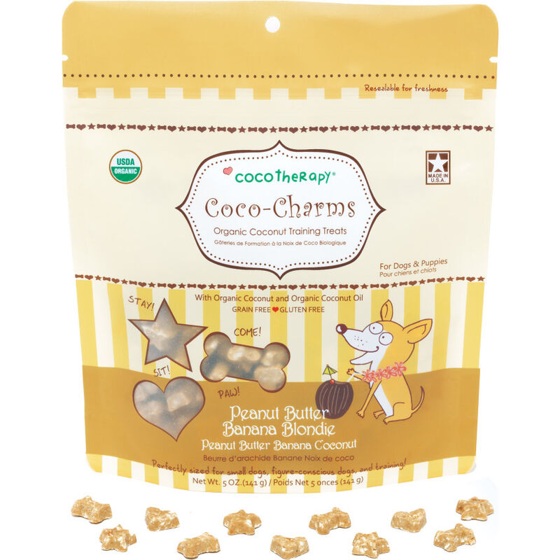 Coco Therapy Coco-Charms Dog Training Treats, Peanut Butter Banana Blondie, 5-oz image number null