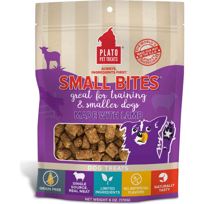 Plato Small Bites Dog Training Treats, Lamb, 6-oz image number null