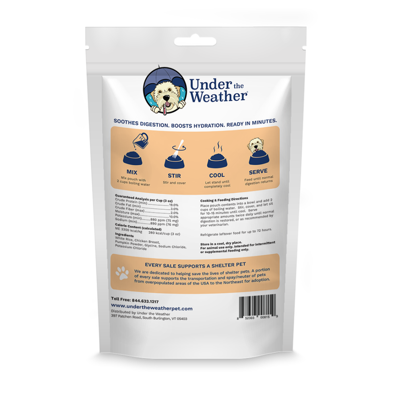 Mud Bay Buy Under the Weather Bland Diet Freeze Dried Dog Food Rice Chicken Pumpkin 6 oz for USD 14.99 MudBay